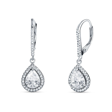 Pear Teardrop Earrings Cubic Zirconia 925 Sterling Silver Wholesale